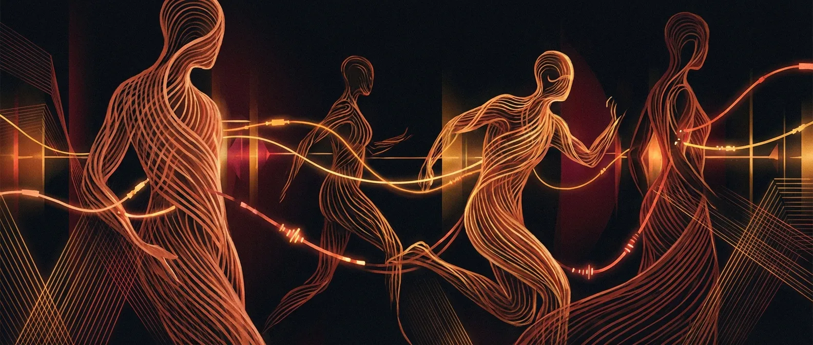 Abstract data visualization with warm lighting