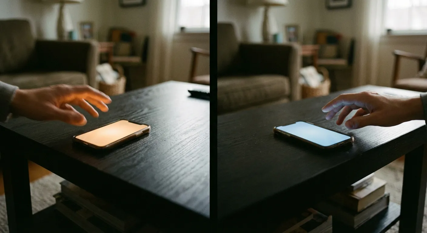 Two phones with different glows